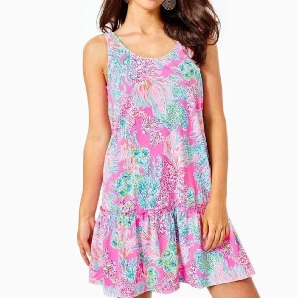 Lilly Pulitzer Skyelar Tank Dress Prosecco Pink Seaing Things Size Medium